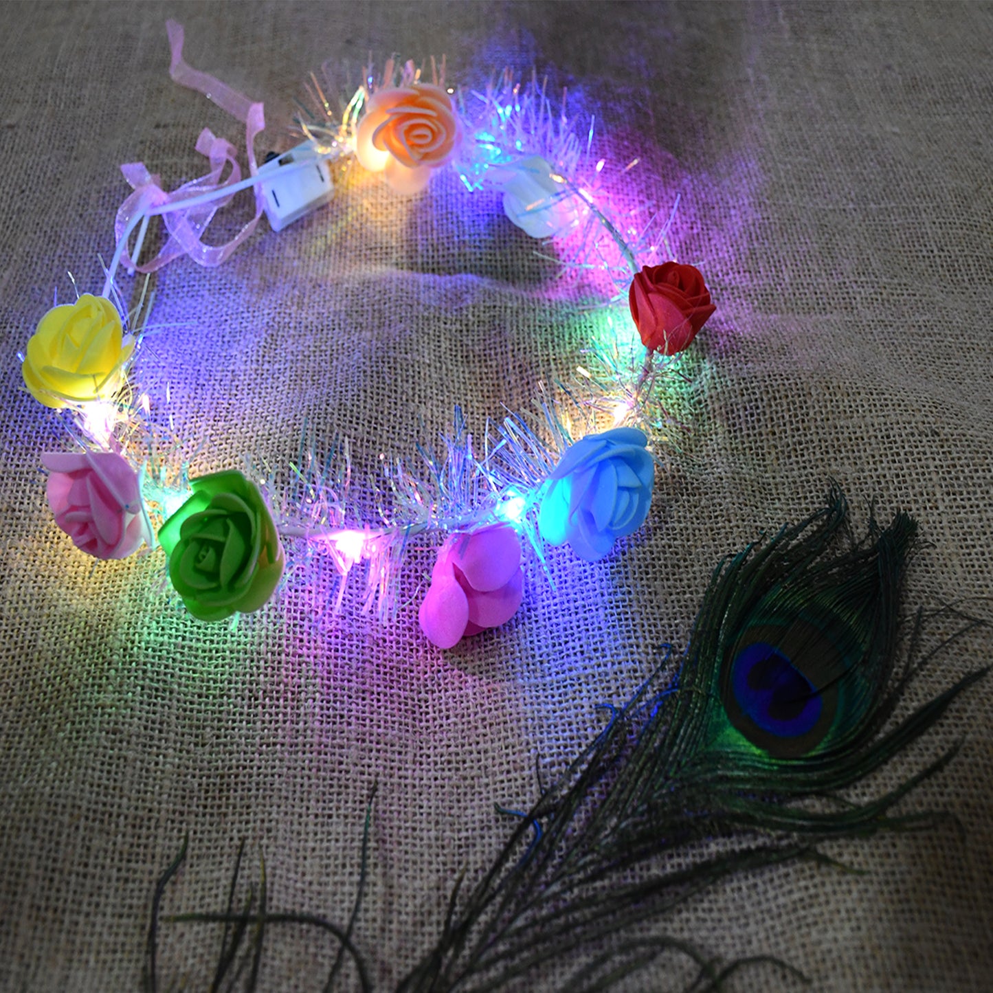 Led Flower Crown Headband  Multicolor Light-up (1 Pc) - Happy Price - Image 3