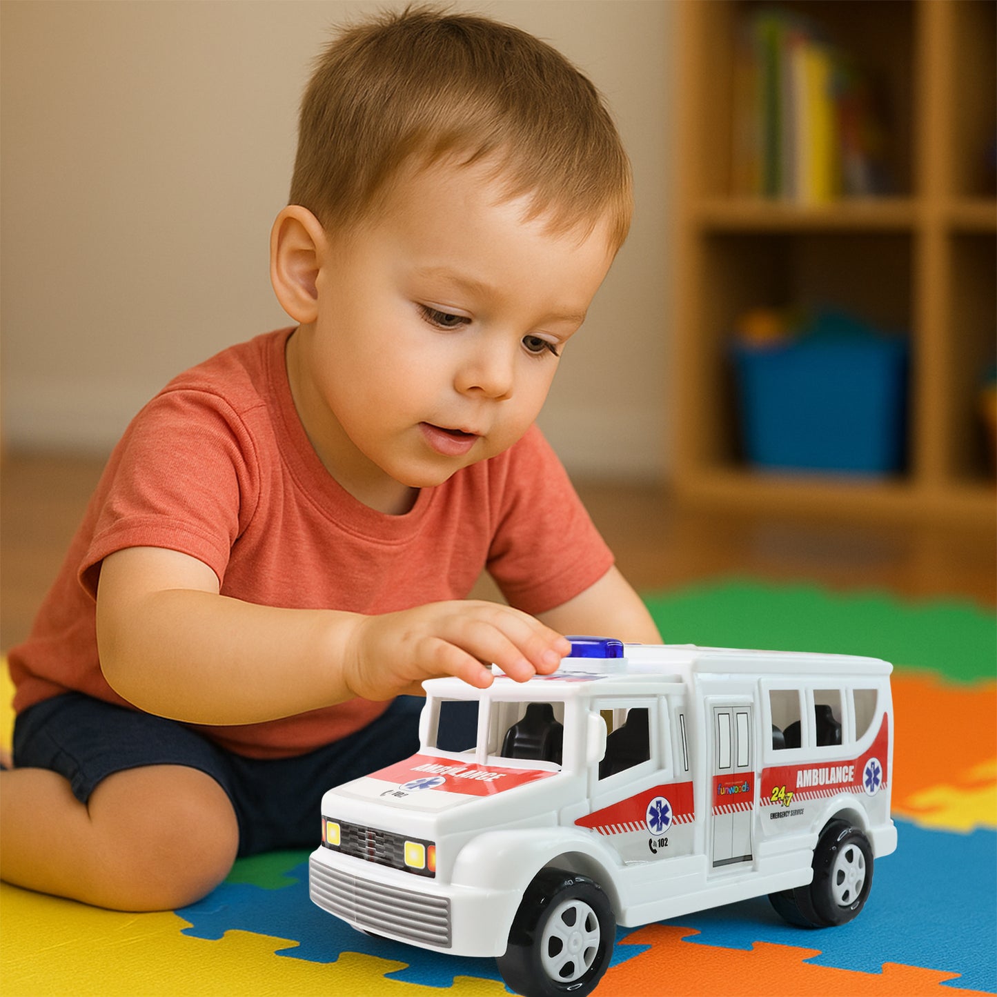 Friction Powered Ambulance Toy for Kids - Realistic Rescue Vehicle (1 Pc) - Happy Price - Image 5