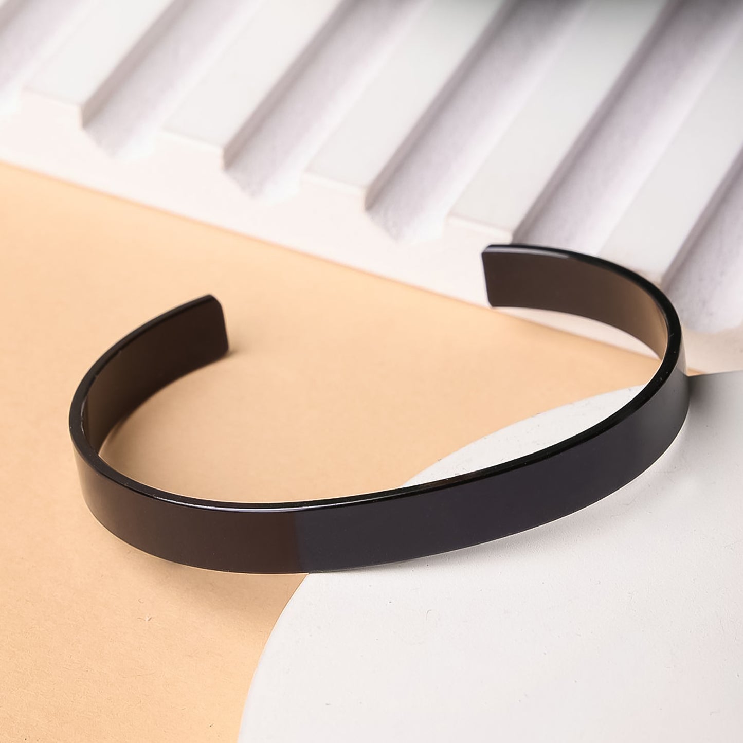 Black-Plated Stainless Steel Kada Bracelet for Men (1 Pc) - Happy Price - Image 2