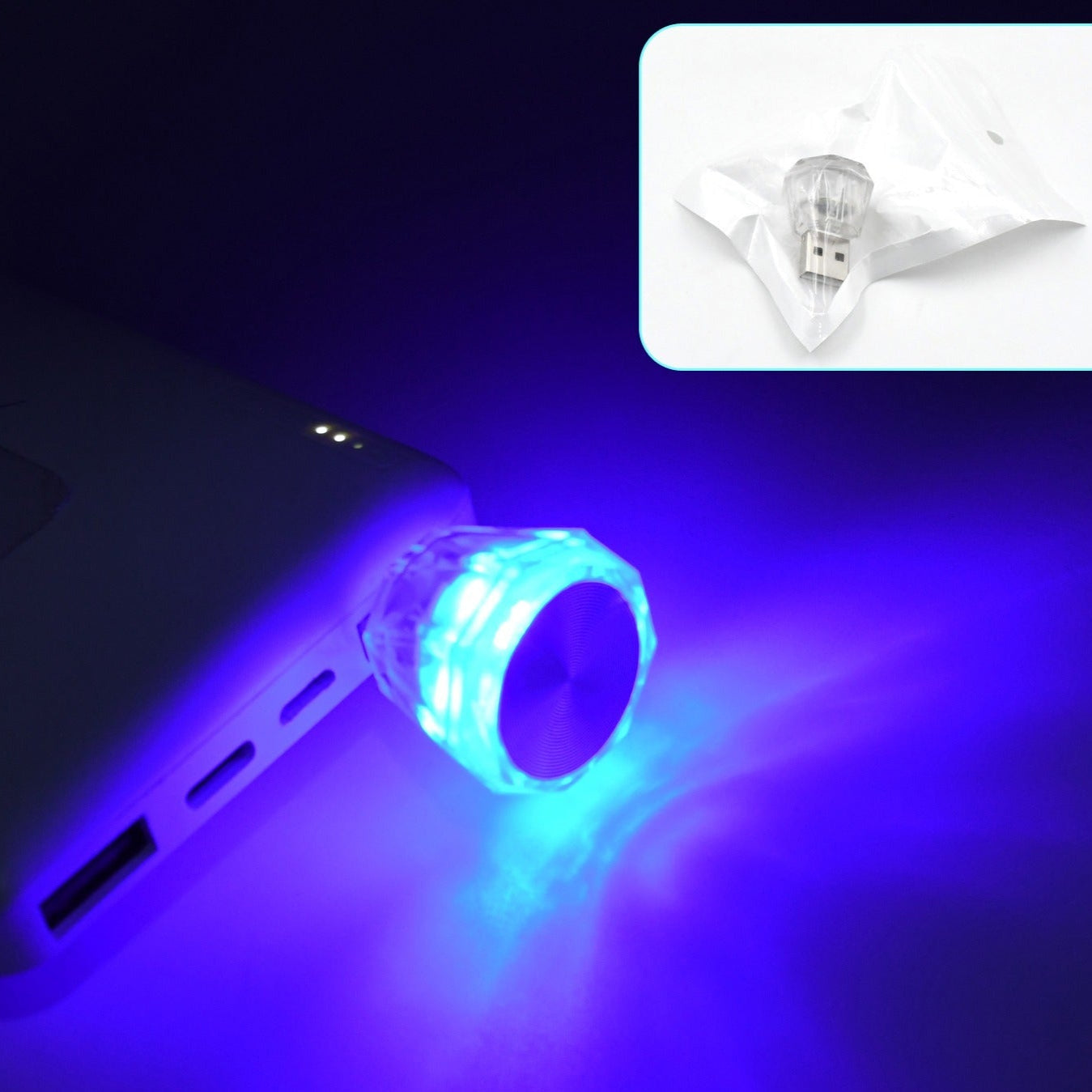 Mix Color Diamond Shape Car Mini Usb Led Environmental Lights For Car And Home Decoration Led Light Mini Usb Led Night Lights Car Interior Atmosphere Lamp Car Light(White-color) - Happy Price - Image 1