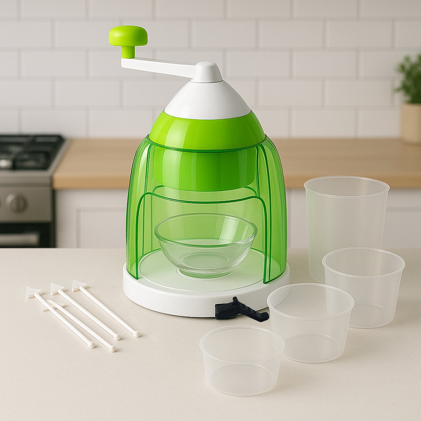 Manual Ice Crusher  Snow Cone Maker With Hand Crank - Happy Price - Image 4