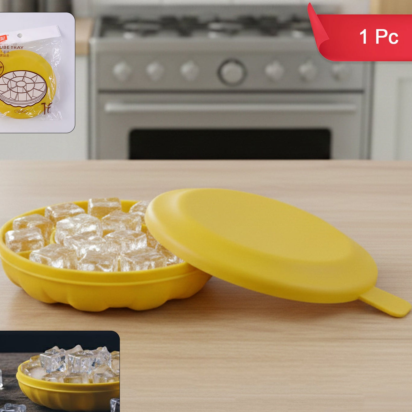 Round Ice Cube Tray with Lid - 1 Pc Easy Release Freezer Mold - Happy Price - Image 1