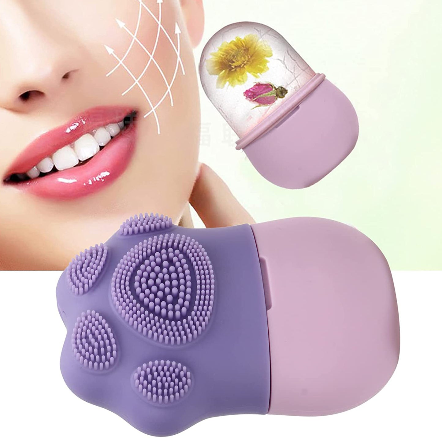 Non Slip Silicone Face Ice Cubes Easy Grip New Unique Shape Ice Roller Base Reusable For Beauty  ( 1 Pc ) - Happy Price - Image 2