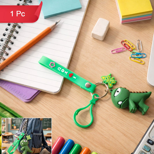 Cute Dinosaur Silicone Keychain with Strap - 1 Pc - Happy Price - Image 1