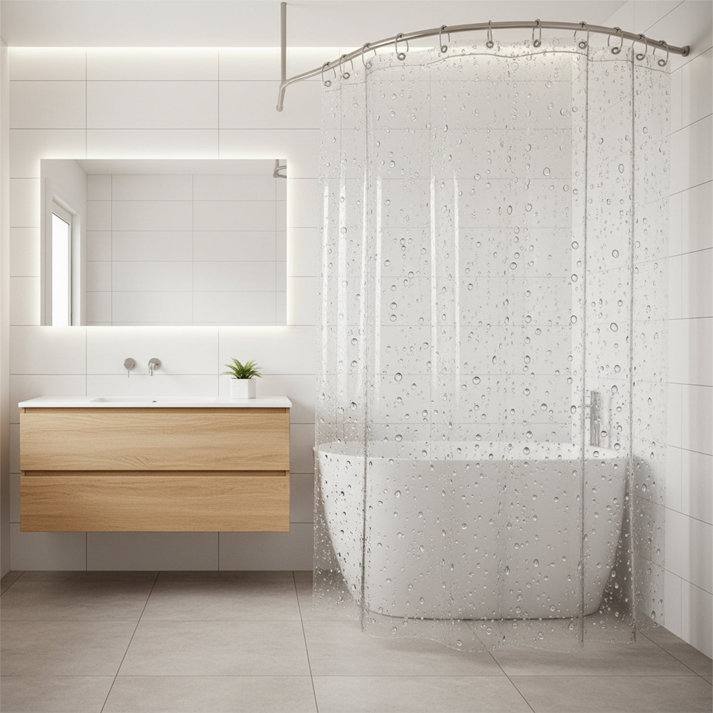 Clear Waterproof PVC Shower Curtain 75x52 Inch with Reinforced Eyelets - Happy Price - Image 6