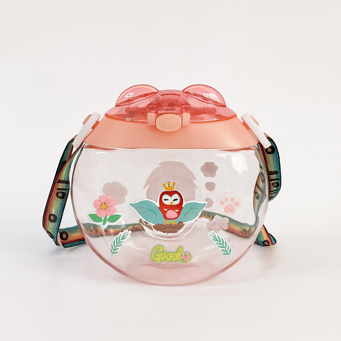 400ml Round Belly Kids Water Bottle with Straw & Strap - 1 Pc - Happy Price - Image 2