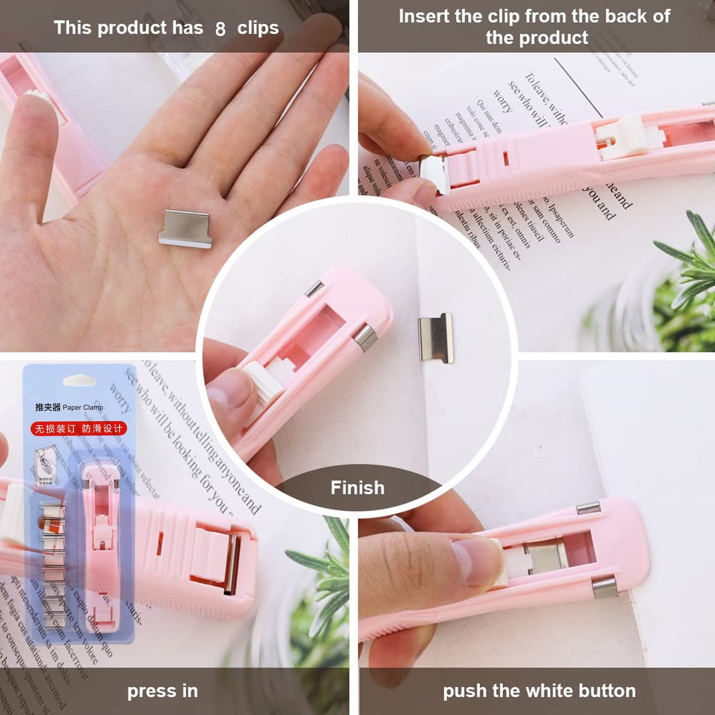 Portable Paper Clamp With 8 Pcs Clip Dispenser Handheld Paper Fast Clam (1 Set) - Happy Price - Image 3