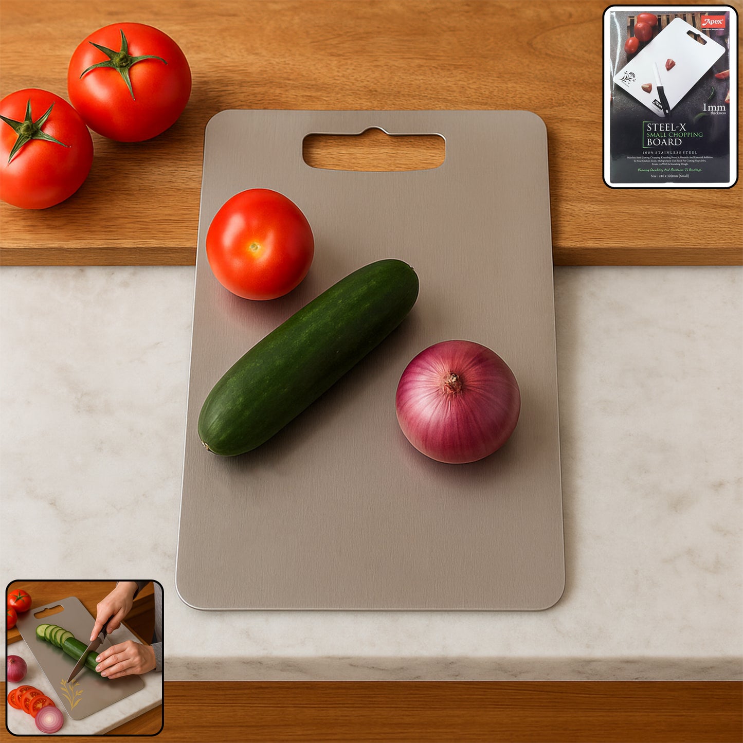 Apex Stainless Steel Small Cutting Board (210x320mm, 1 Pc) - Happy Price - Image 7