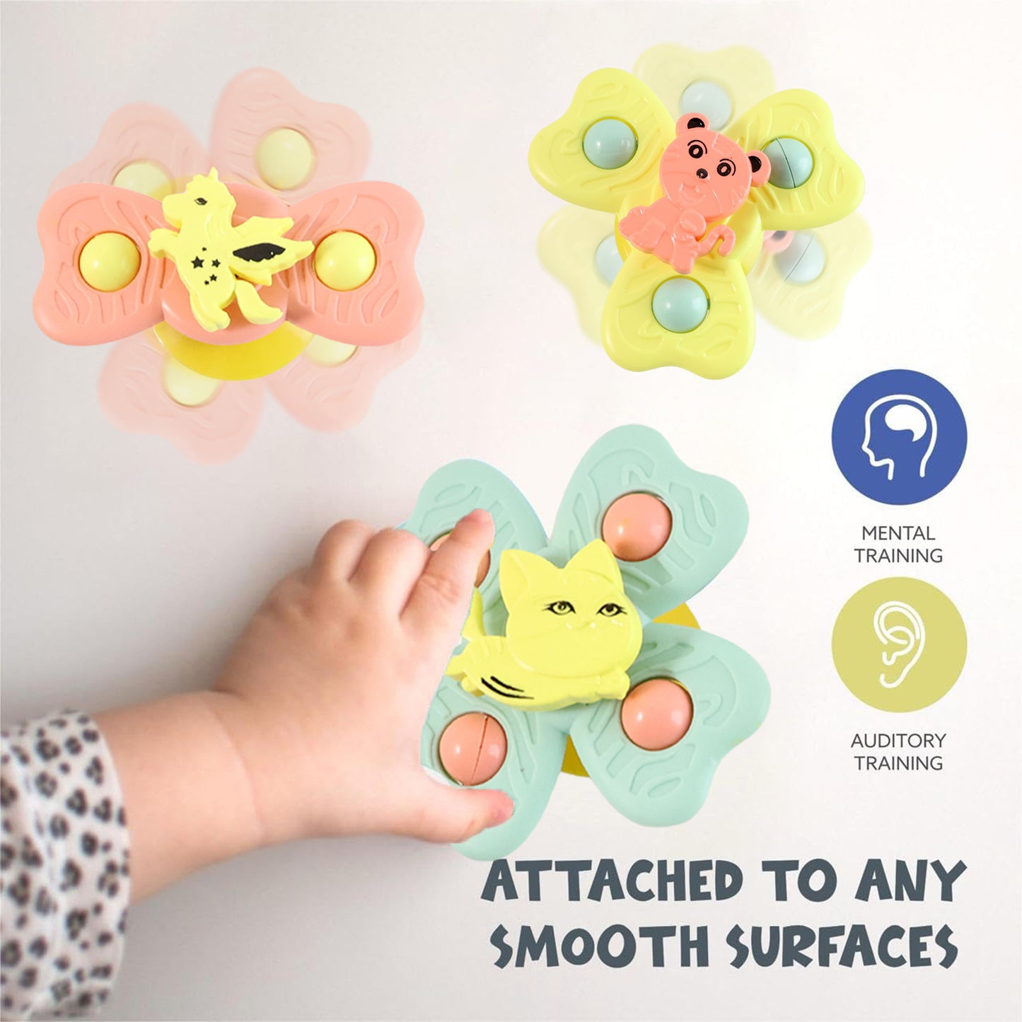 Baby Suction Cup Spinner Toys - 3 Piece Set for Sensory Play - Happy Price - Image 4