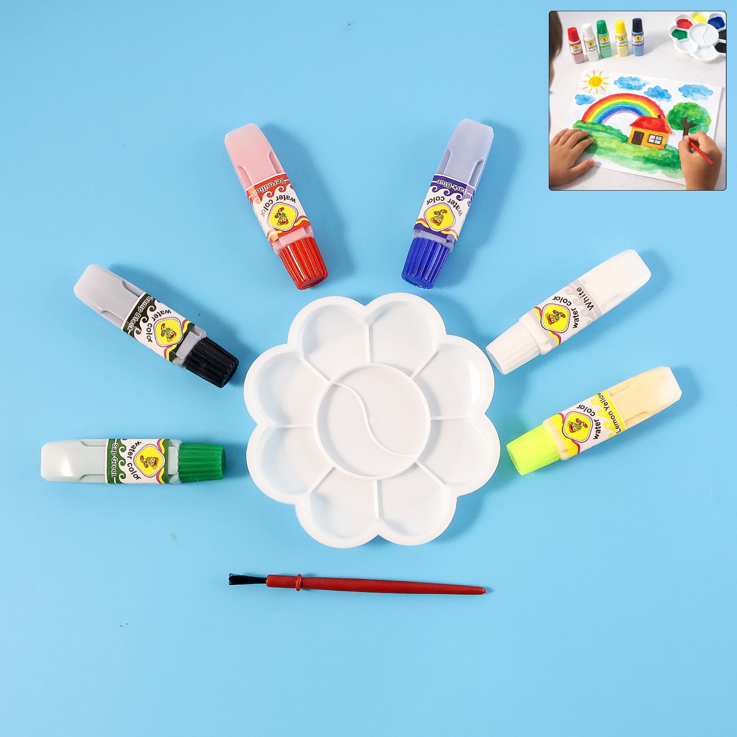 Kids Water Colour Painting Kit with Brush and Palette (1 Set) - Happy Price - Image 2