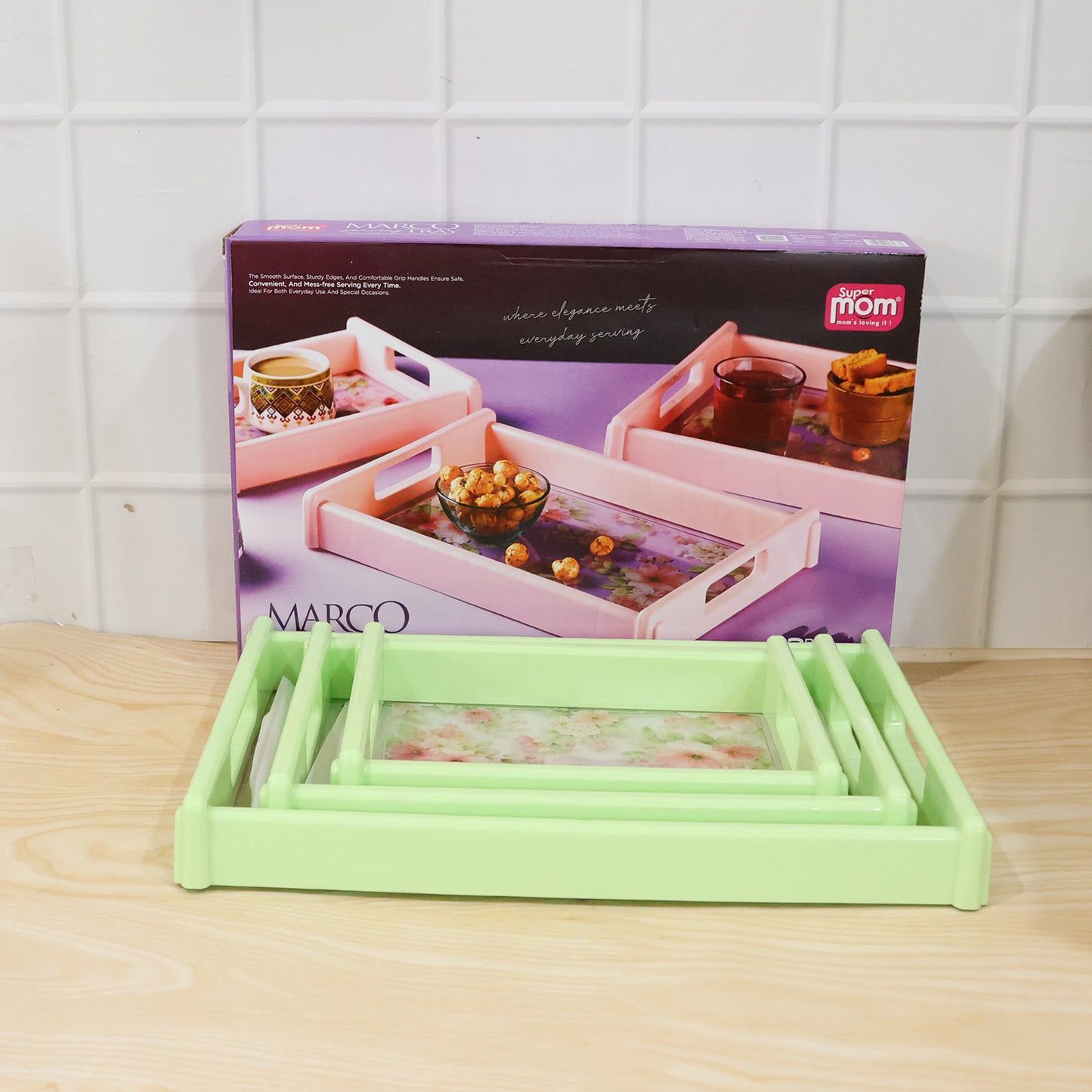 Floral Print Multipurpose Serving Tray Set - 3 Pc - Happy Price - Image 7