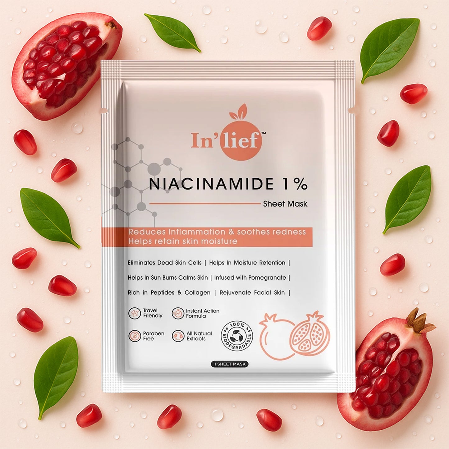 Inlief Niacinamide 1% Hydrating & Calming Facial Sheet Mask - 1 Pc - Happy Price - Image 3