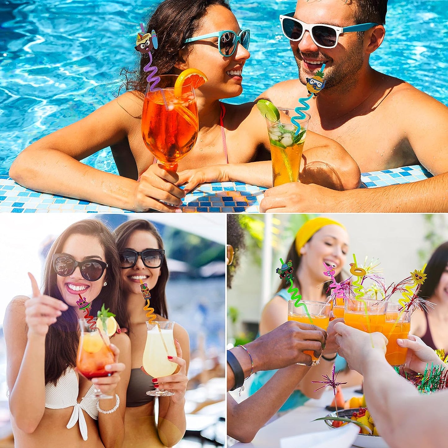 Reusable Straws Are Perfect For Kids Summer Parties. Plastic Straws Reusable Drinking Straws With Cartoon Decoration For Kids Birthday Party Favorsnbspor Other Summer Celebration (4 Pc Set) - Happy Price - Image 6