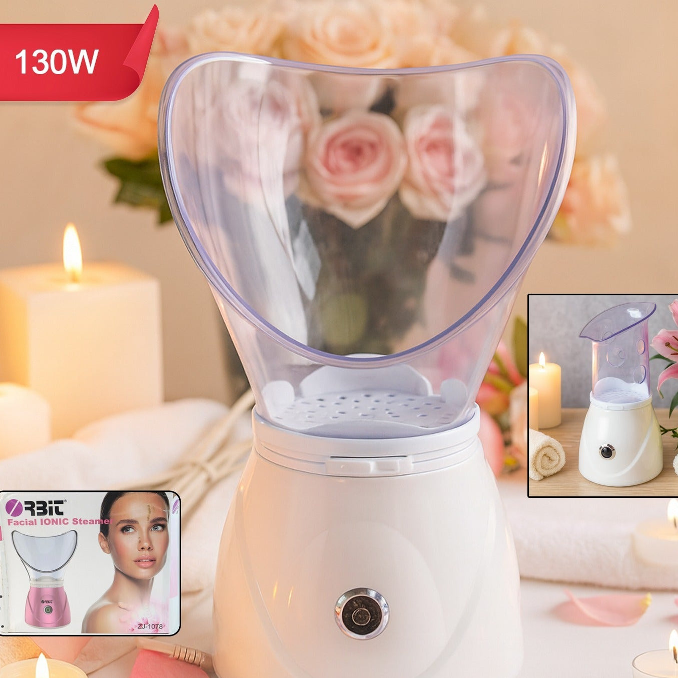 130W Ionic Facial Steamer & Steam Inhaler for Skin Care and Cold Relief - 1 Pc - Happy Price - Image 1