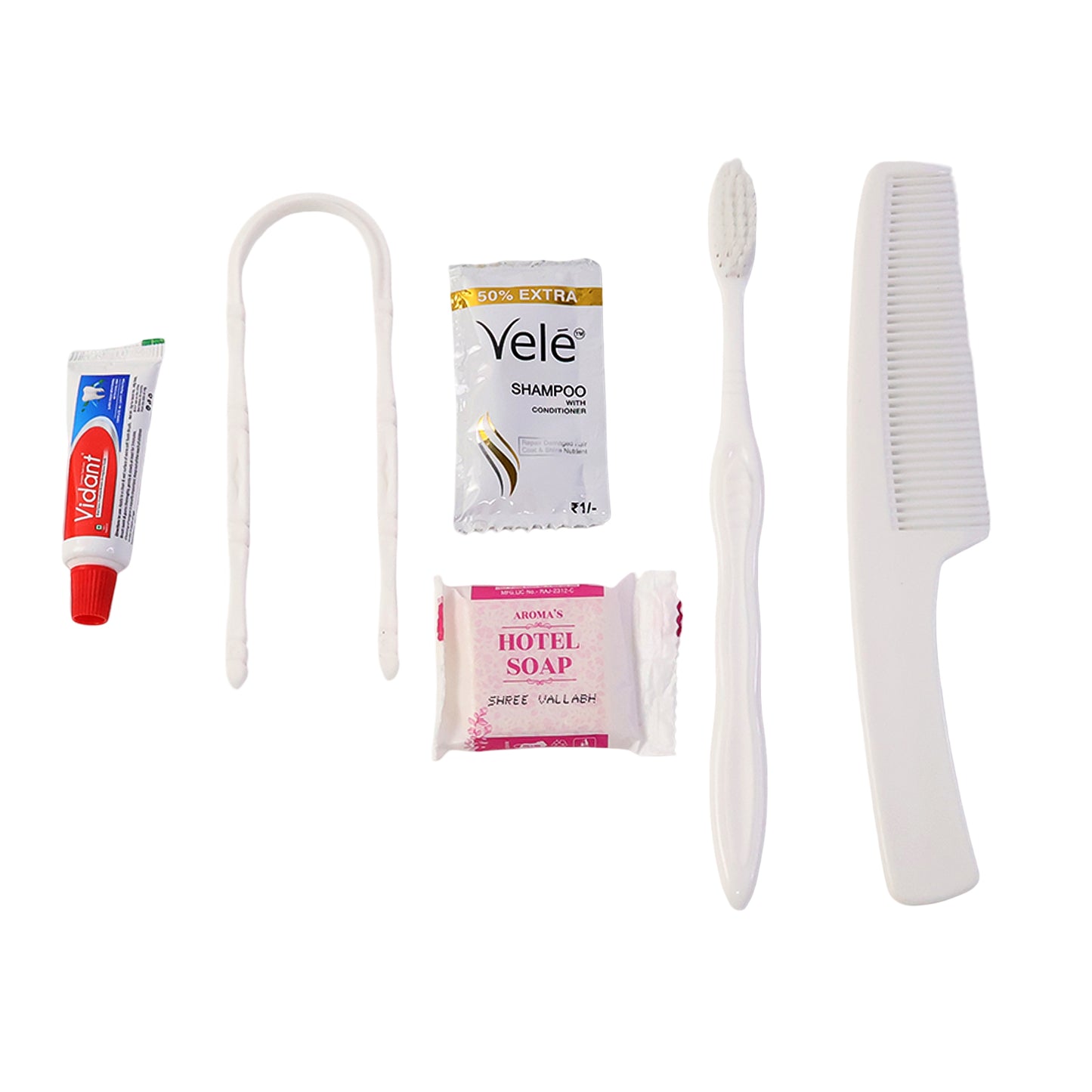 6-in-1 Guest Personal Care Kit with Toothbrush, Toothpaste, Comb, Soap, Shampoo, Tongue Cleaner - Happy Price - Image 5