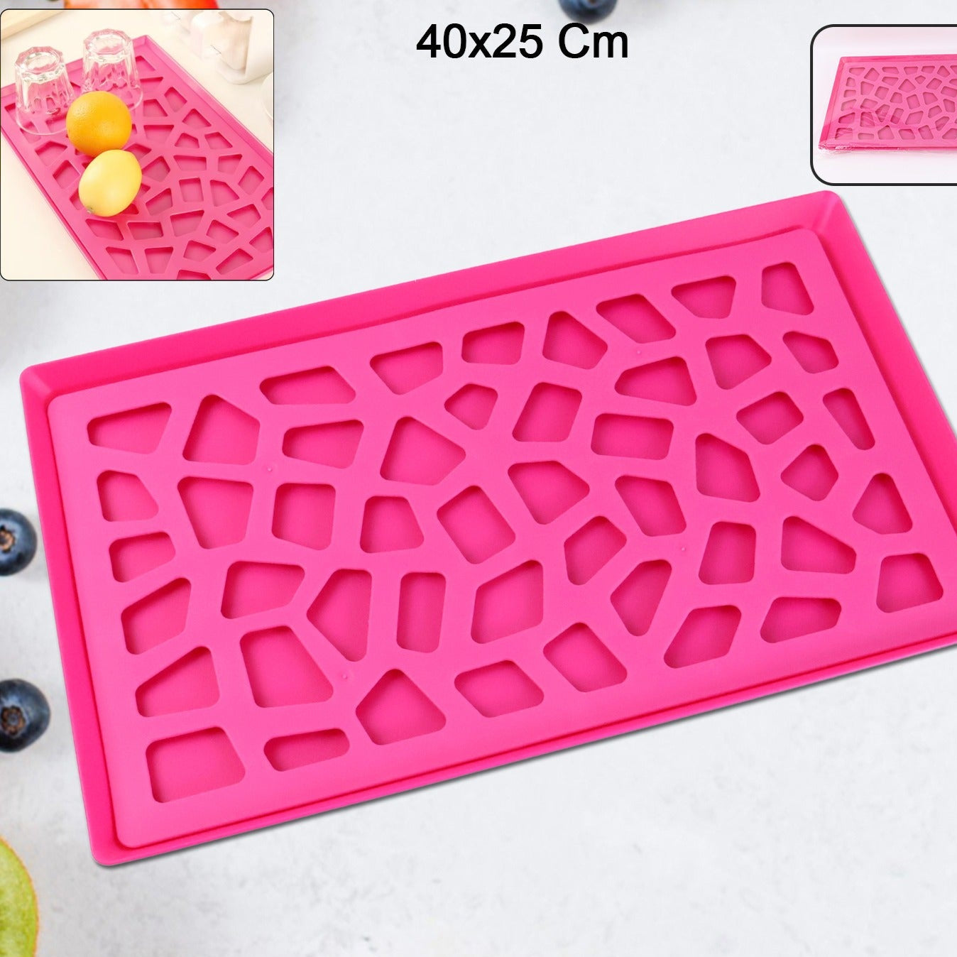 Plastic Kitchen Tray With Modern Hollow Design (40x25 Cm) - Happy Price - Image 1