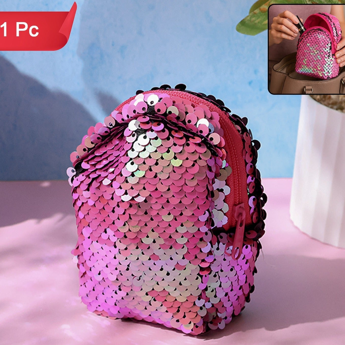 Sparkle Sequin Mini Backpack Pouch - 1 Pc - Happy Price - Image 1