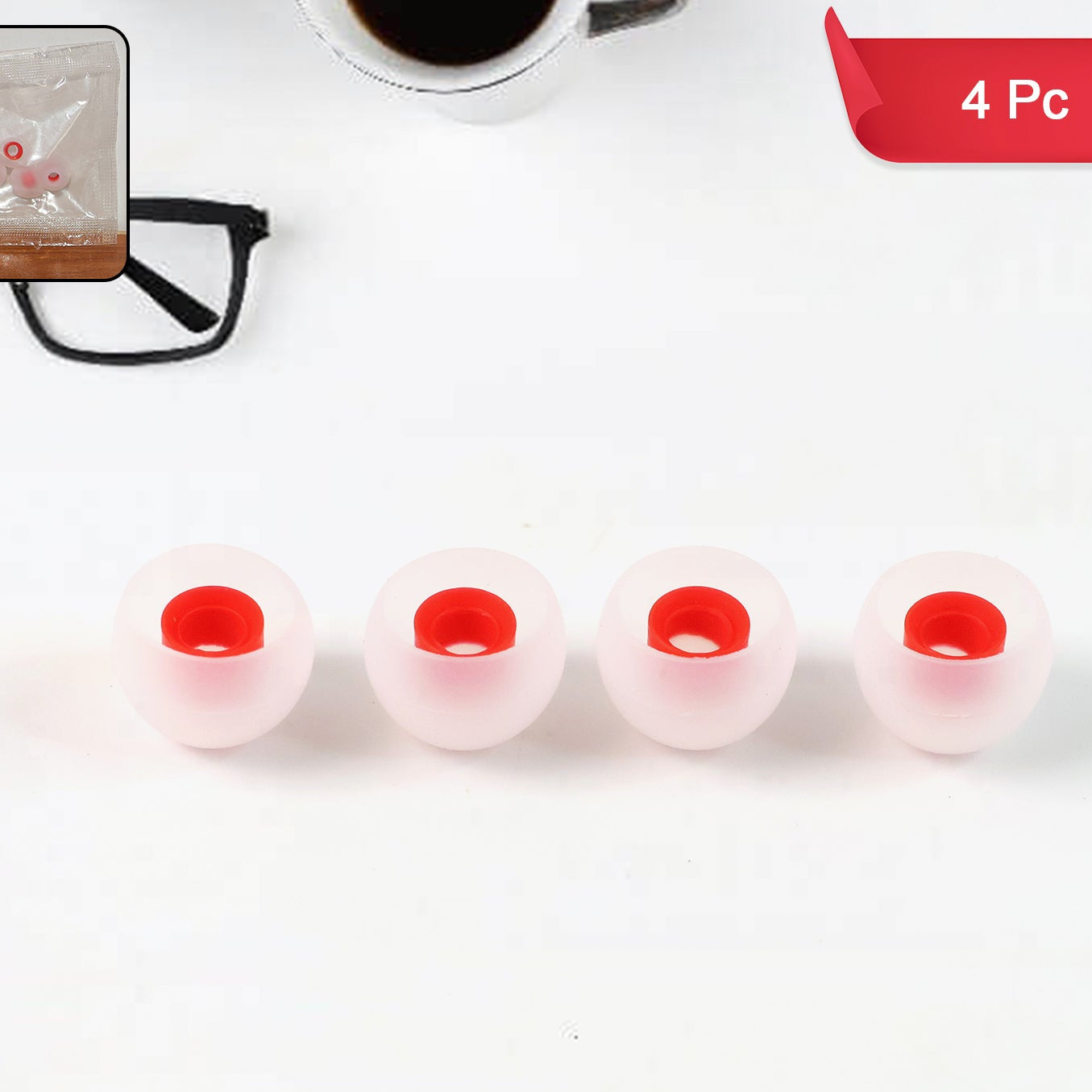 4 Pc Silicone Earbud Tips - Soft In-Ear Replacements for TWS & Wired Earphones - Happy Price - Image 1