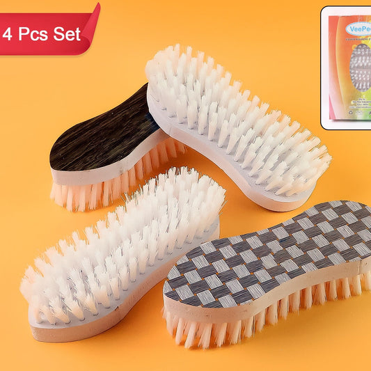 Ergonomic Curved Laundry Brush Set, 4 Pcs - Durable Plastic with Nylon Bristles for Clothes & Shoes - Happy Price - Image 1