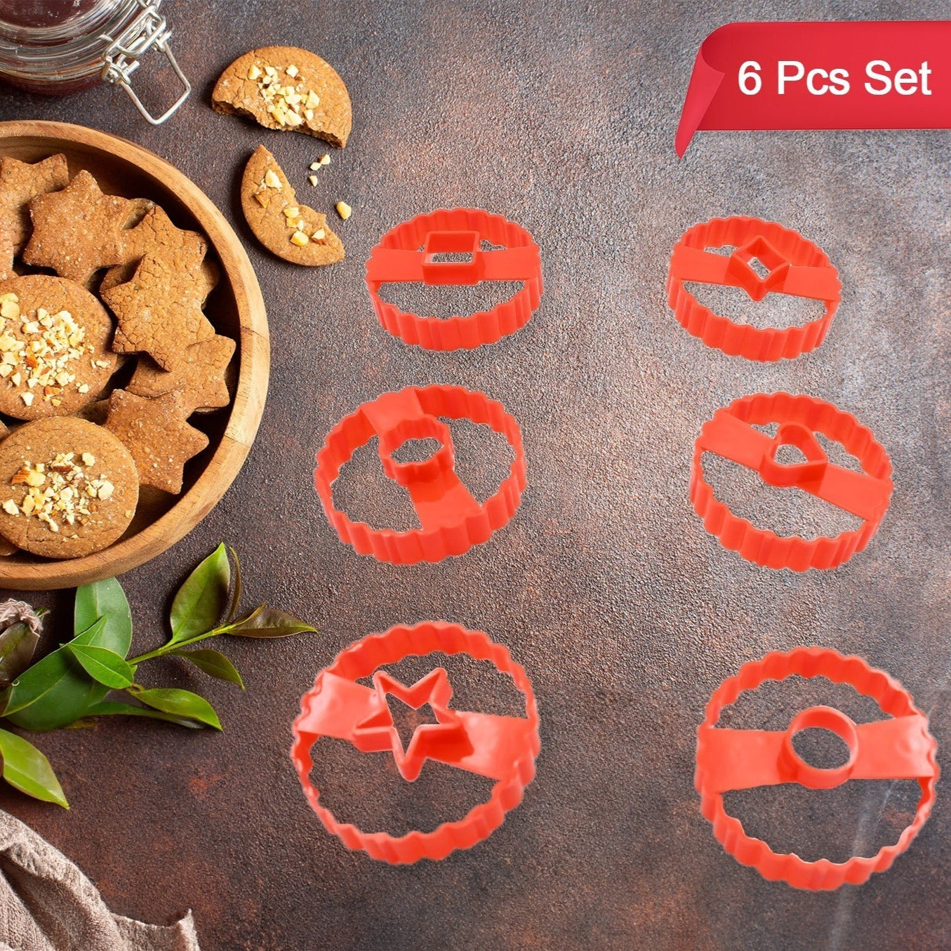 5978  Cookie Cutters Set Plastic Easter Biscuit Cutting Tool For Diy Cake Decoration Fondant Biscuit Cookie Pastry Sandwich (6 Pc Set ) - Happy Price - Image 1