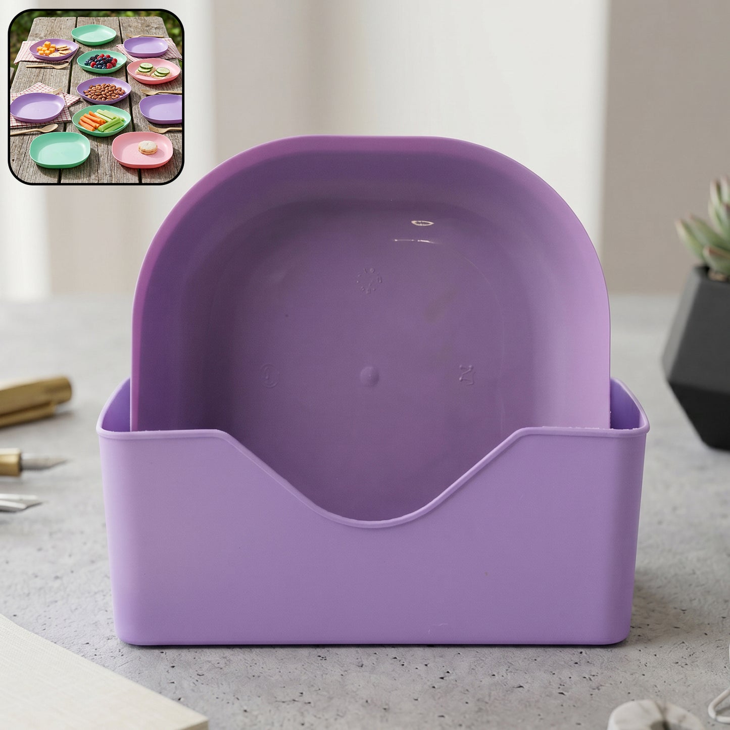 11 Piece Plastic Snack Serving Tray Set with Stand - Happy Price - Image 2