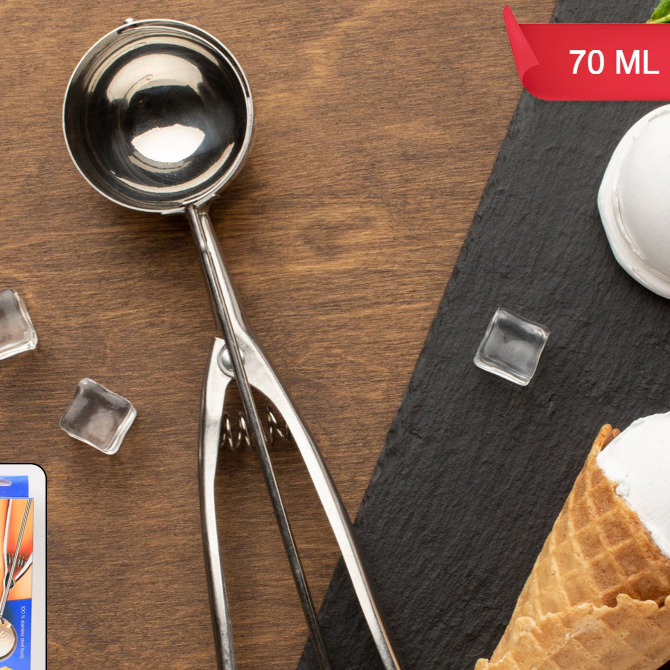 Premium Stainless Steel Ice Cream Scoop With Trigger Release Approx 70 Ml Capacity - Happy Price - Image 1