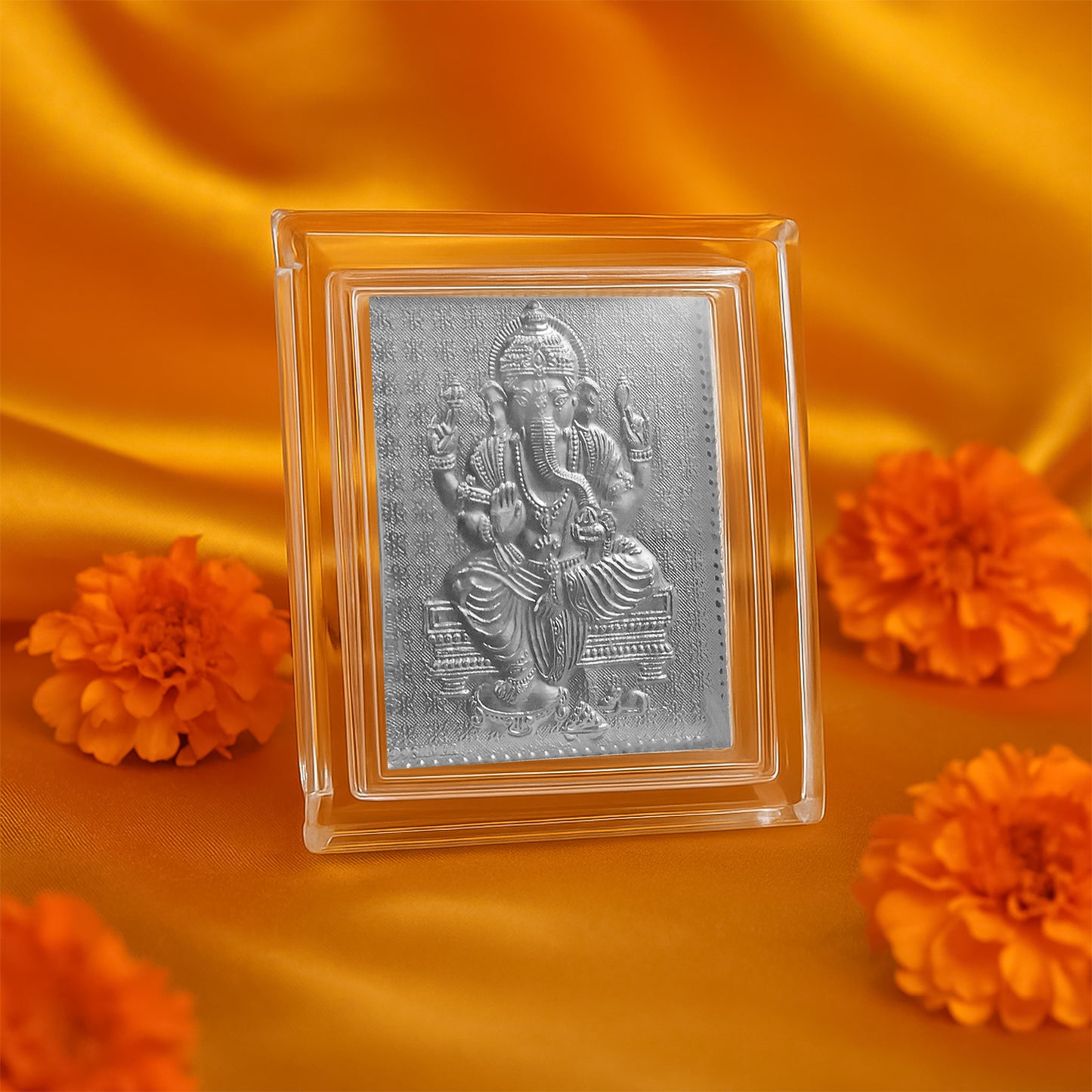 Silver-Plated Embossed Ganesha Photo Frame (1 Pc) - Happy Price - Image 2