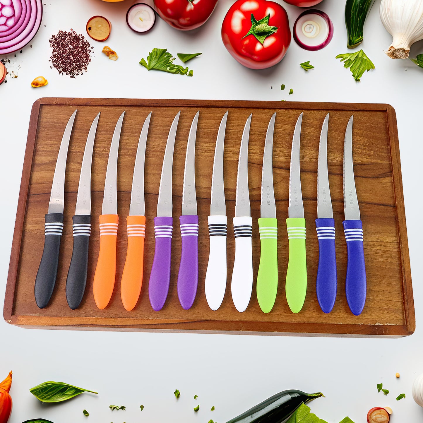 Stainless Steel Multipurpose Serrated Knife Set (12 Pc) - Happy Price - Image 5
