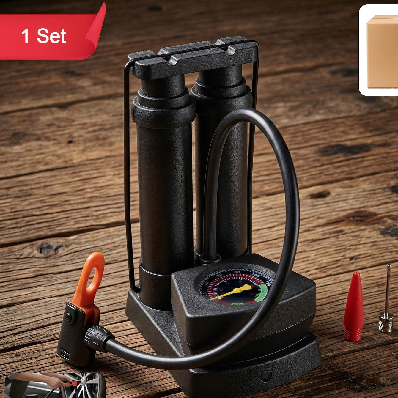 Double Cylinder Foot Air Pump (1 Set)