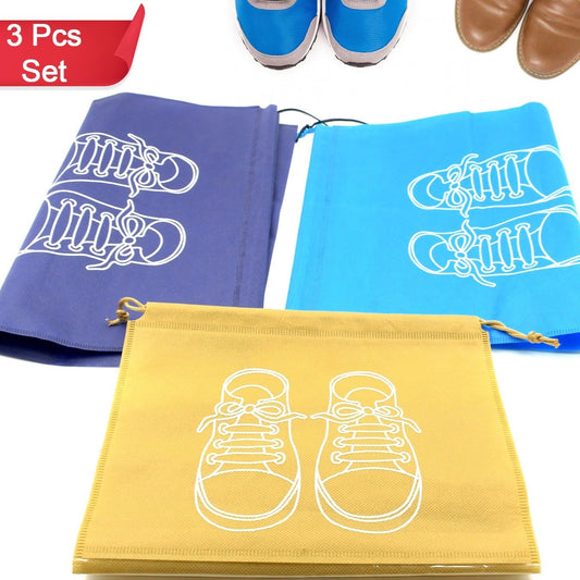 Beach Bag Shoes Storage Bag Closet Organizer Non-woven Travel Portable Bag Waterproof Pocket Clothing Classified Hanging Bag Shoe Bag Luggage Travel Portable Shoe Pouch Non Woven Transparent Window (3 Pc ) - Happy Price - Image 1
