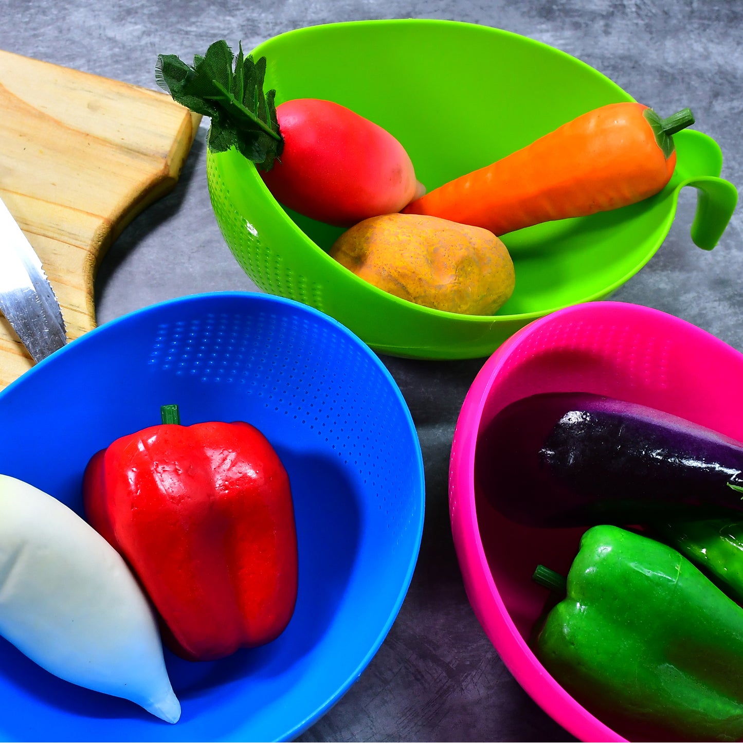 Plastic Rice Bowlfood Strainer Thick Drain Basket With Handle For Rice Vegetable  Fruit (Set Of 3pcs) - Happy Price - Image 6
