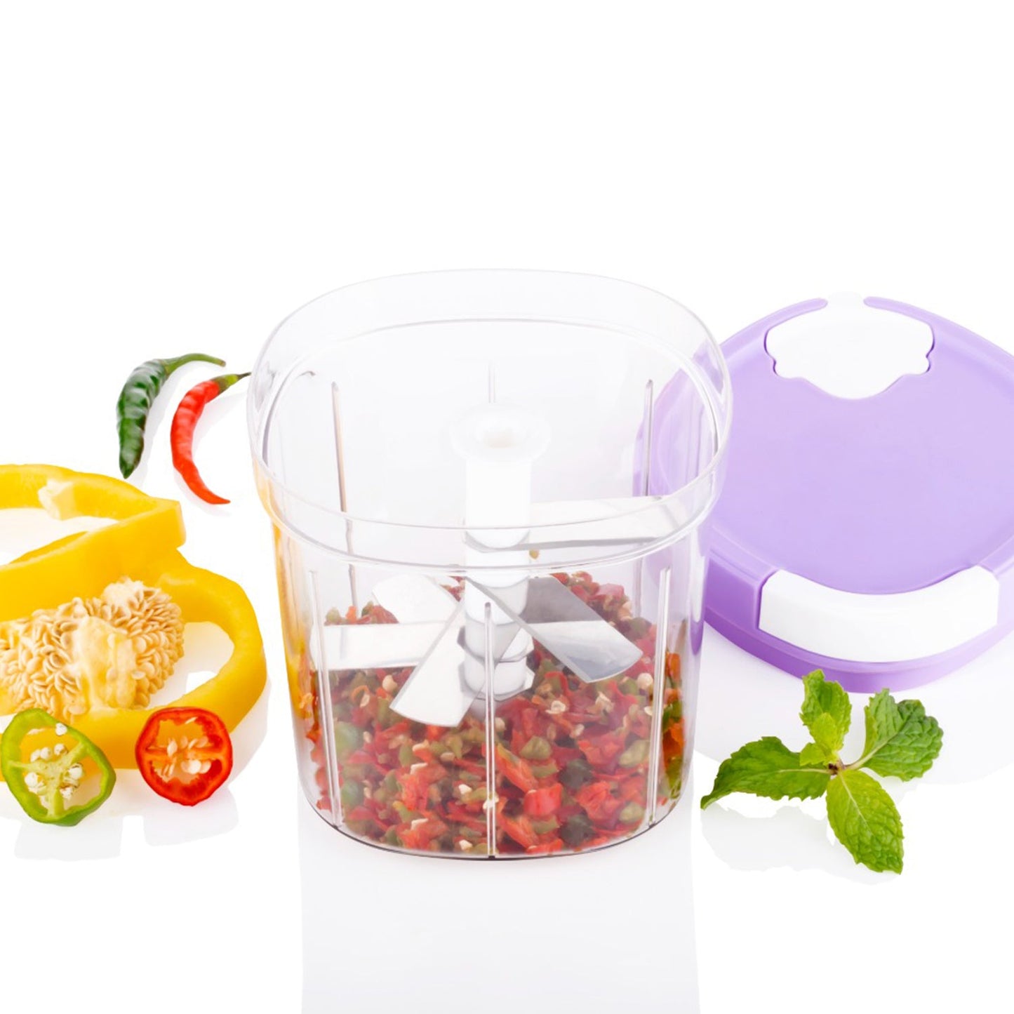 2 In 1 Handy Chopper And Slicer Used Widely For Chopping And Slicing Of Fruits Vegetables Cheese Etc. Including All Kitchen Purposes. - Happy Price - Image 6