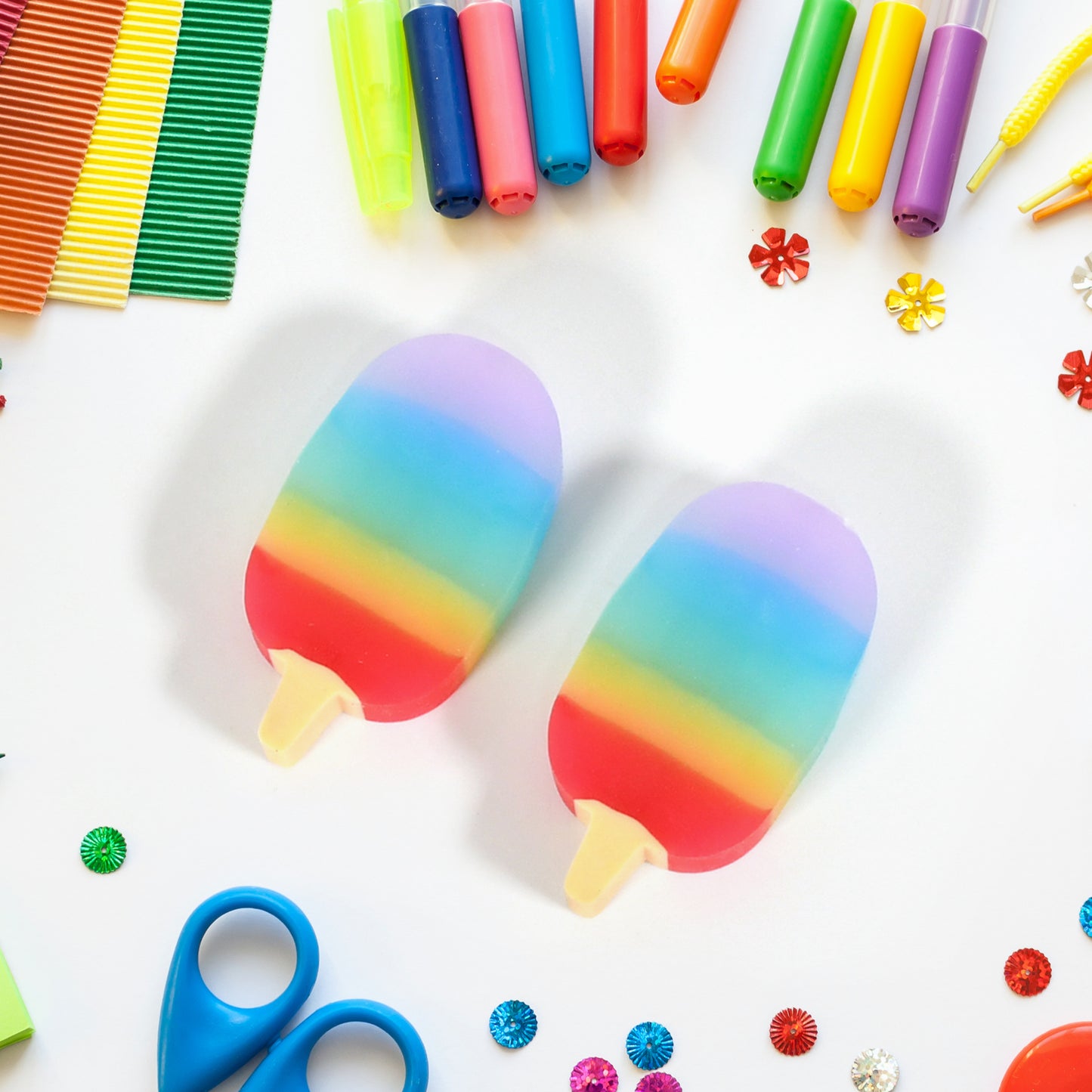 Jelly Popsicle Shape Fancy  Stylish Erasers Mini Eraser Creative Cute Novelty Eraser For Children Eraser Set For Return Gift Birthday Party School Prize (2 Pc Set) - Happy Price - Image 3