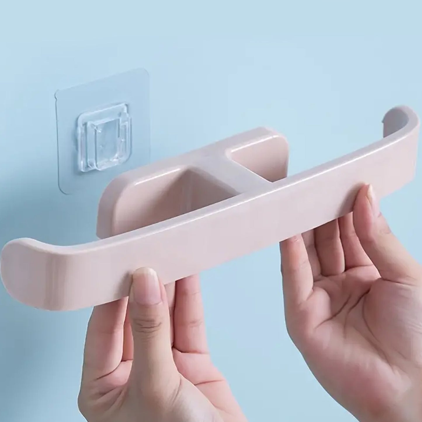 Bathroom Towel Slipper Hanging Rack Self Adhesive Wall Mounted (1 Pc) - Happy Price - Image 2