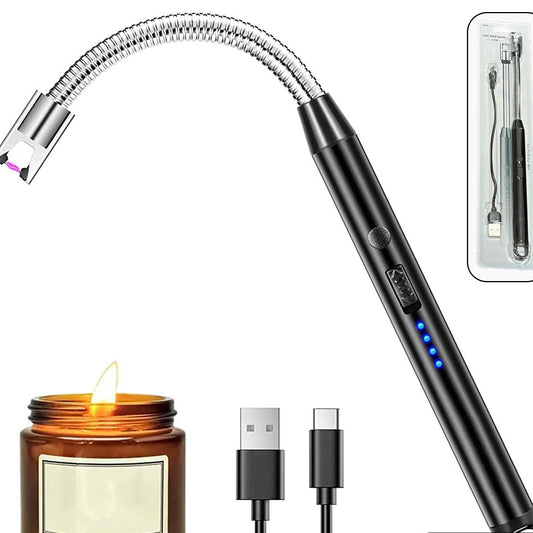 Lighter Long Flexible Electric Arc Usb Rechargeable Windproof Flameless Electronic Smoking Plasma Lighters - Happy Price - Image 1