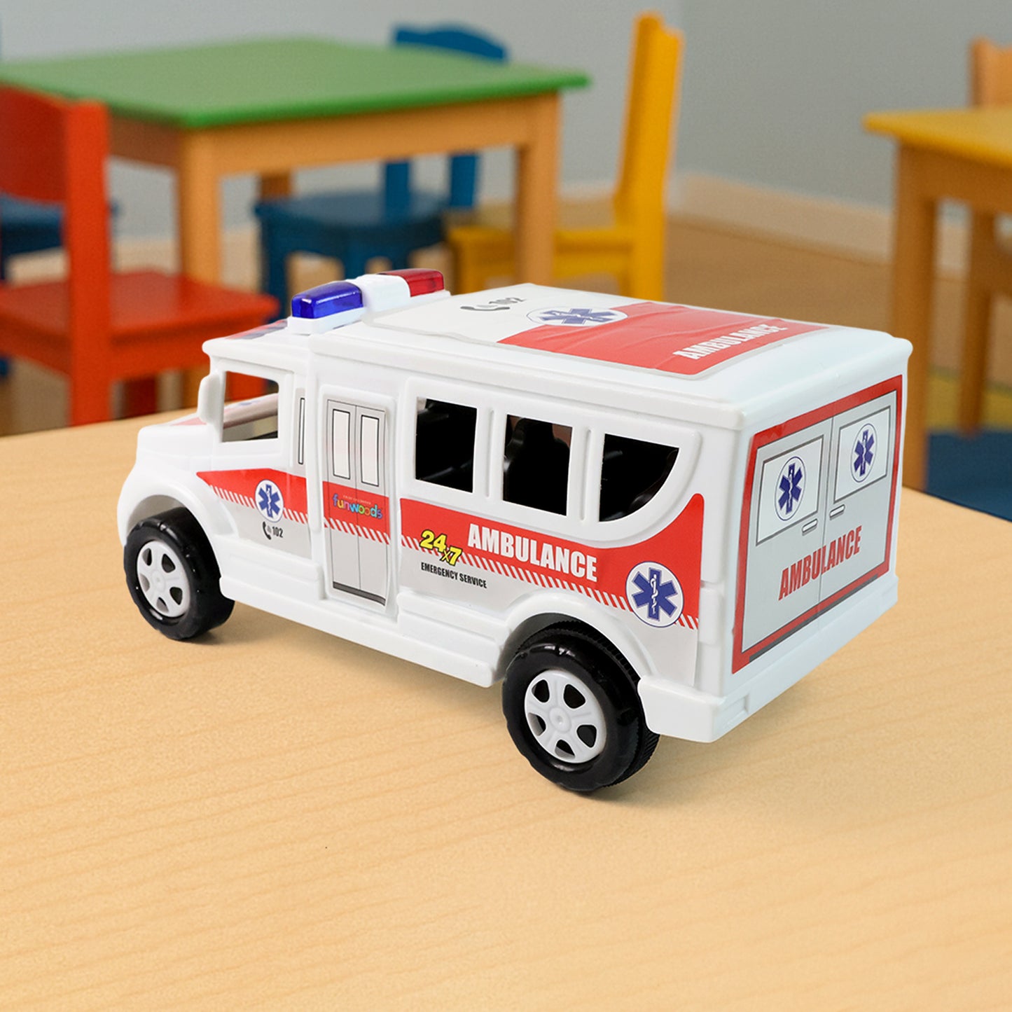 Friction Powered Ambulance Toy for Kids - Realistic Rescue Vehicle (1 Pc) - Happy Price - Image 4