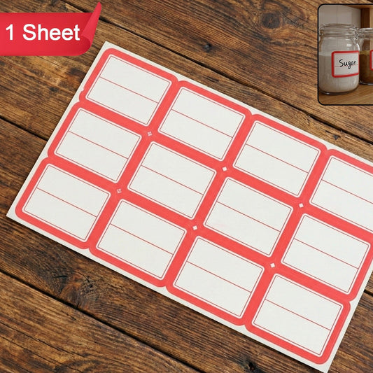 1 Sheet Red & White Rectangular Self-Adhesive Labels - Happy Price - Image 1