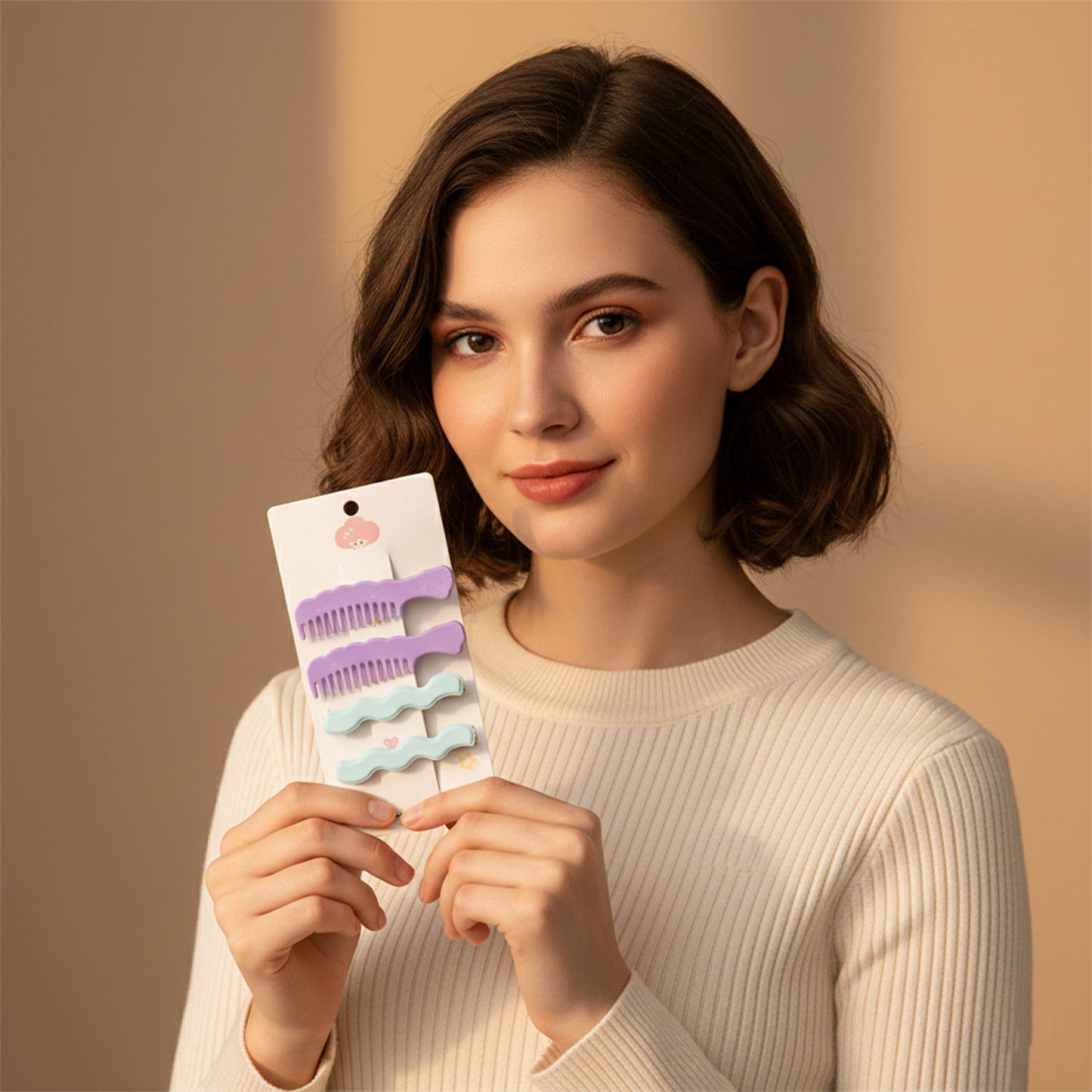4 Pc Comb Style Hair Clips Set for Women & Girls - Secure Grip Styling Pins - Happy Price - Image 3