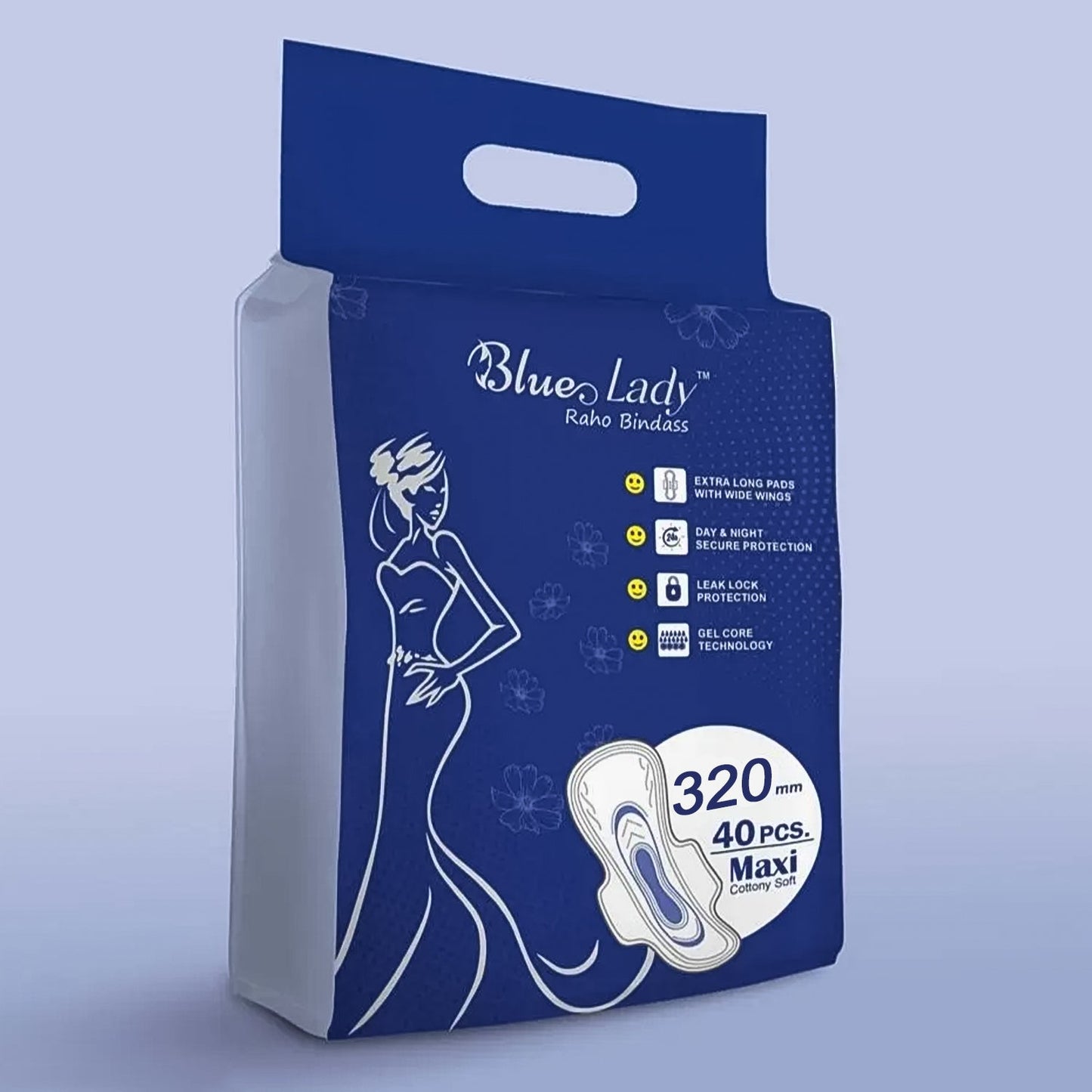 Blue Lady Extra Long Pads With Wides Wings Sanitary Pads  320 Mm 40-pack - Happy Price - Image 2