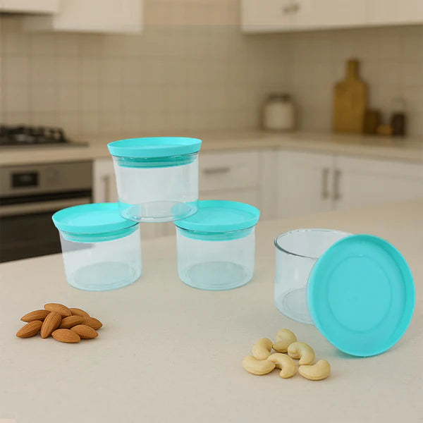 Airtight Container Jar 4 Pc Set With Stylish Tray For Kitchen Unbreakable Jar Set For Multipurpose Storage ( Mukhwas Dani ) - Happy Price - Image 4