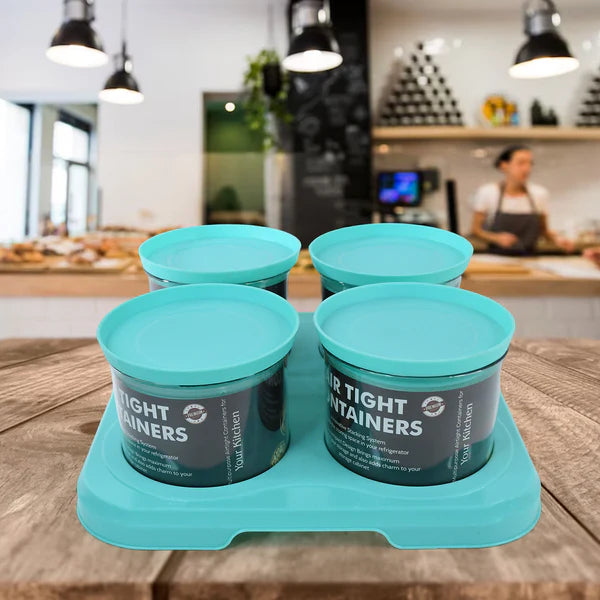 Airtight Container Jar 4 Pc Set With Stylish Tray For Kitchen Unbreakable Jar Set For Multipurpose Storage ( Mukhwas Dani ) - Happy Price - Image 2