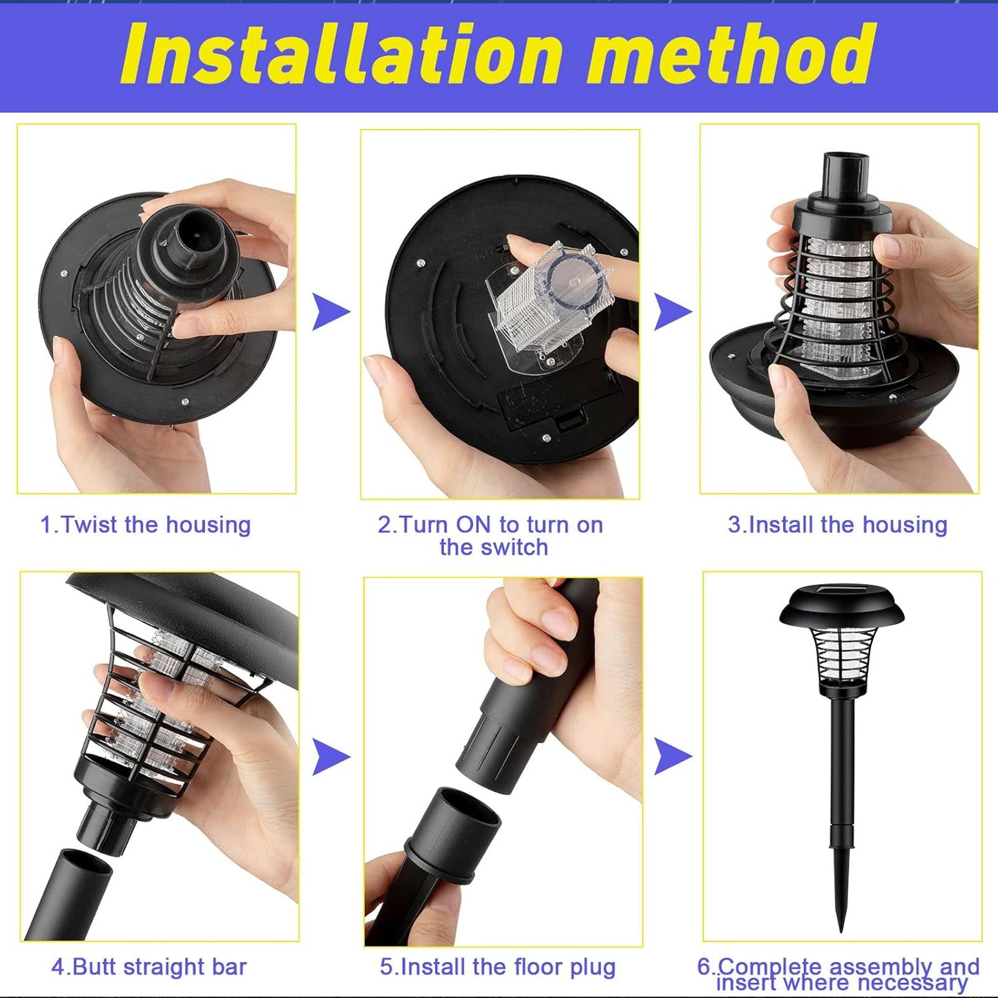 Medium Garden Solar Powered Led Mosquito Trap  Bug Zapper (1 Pc) - Happy Price - Image 3