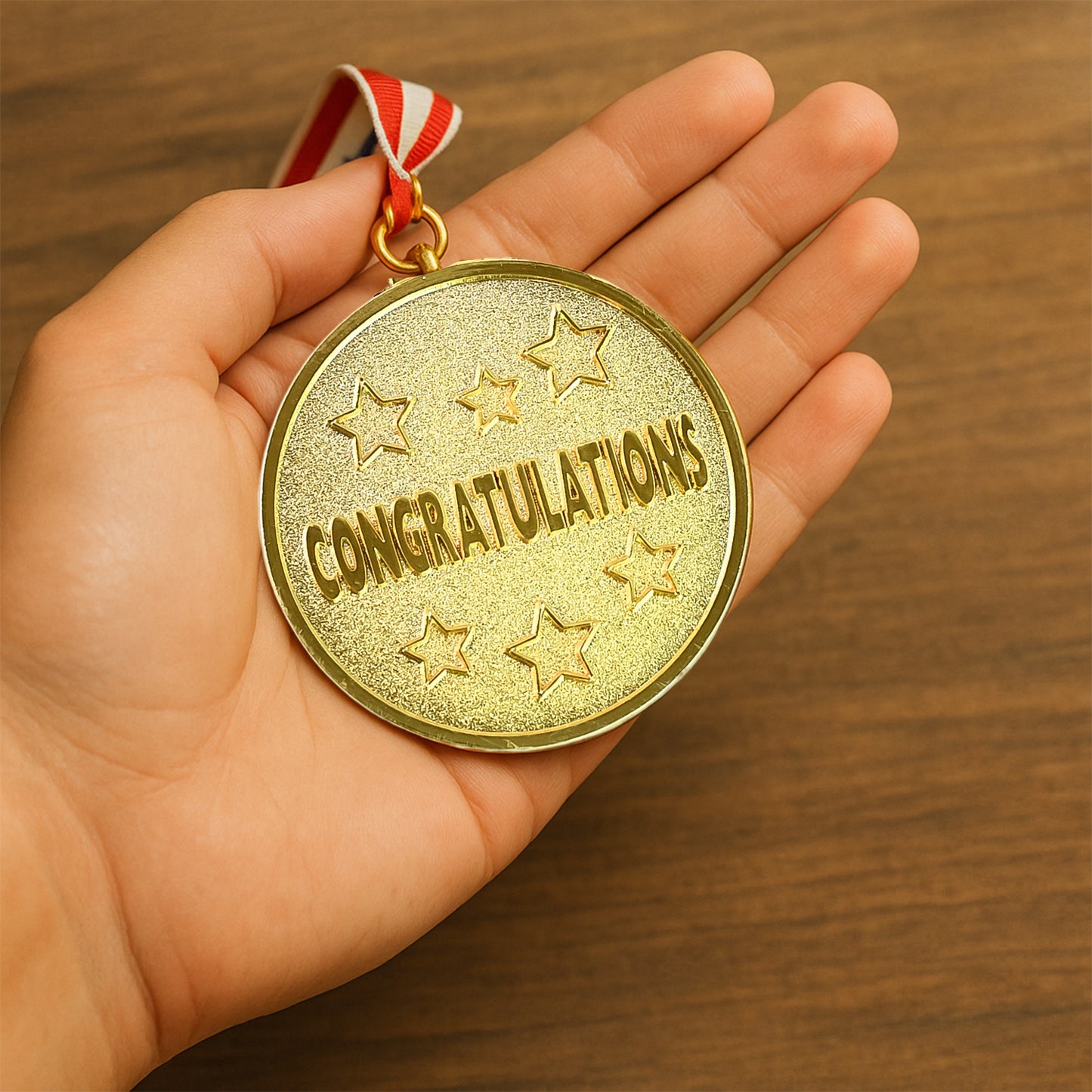 Gold Metal Medal With Tricolor Ribbon (1 Pc) - Happy Price - Image 6