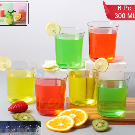 Set of 6 Plastic Mojito Glasses, 300ml Each, Transparent - Happy Price - Image 1