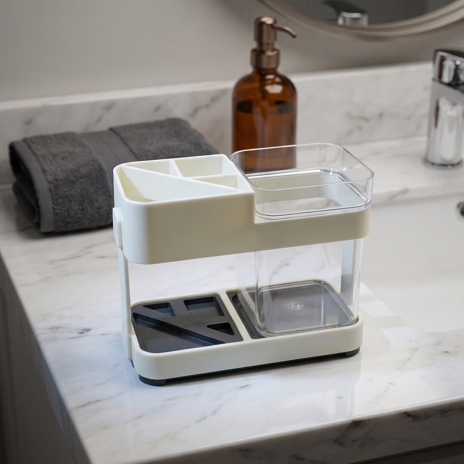 Multipurpose Bathroom Organizer Stand for Toothbrush & Toothpaste - 1 Set - Great Price - Image 1