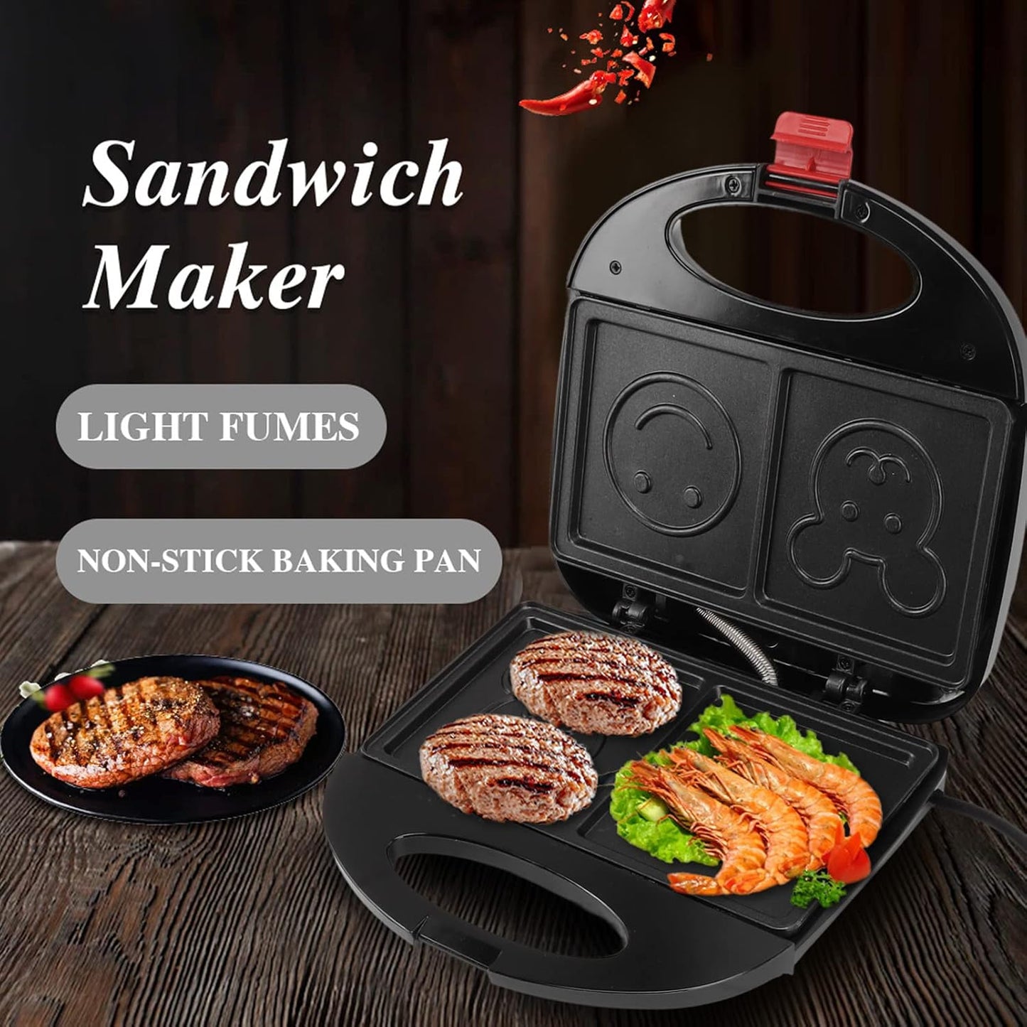 Double Sided Heating 750w Electric Sandwich Maker (1 Pc) - Happy Price - Image 4