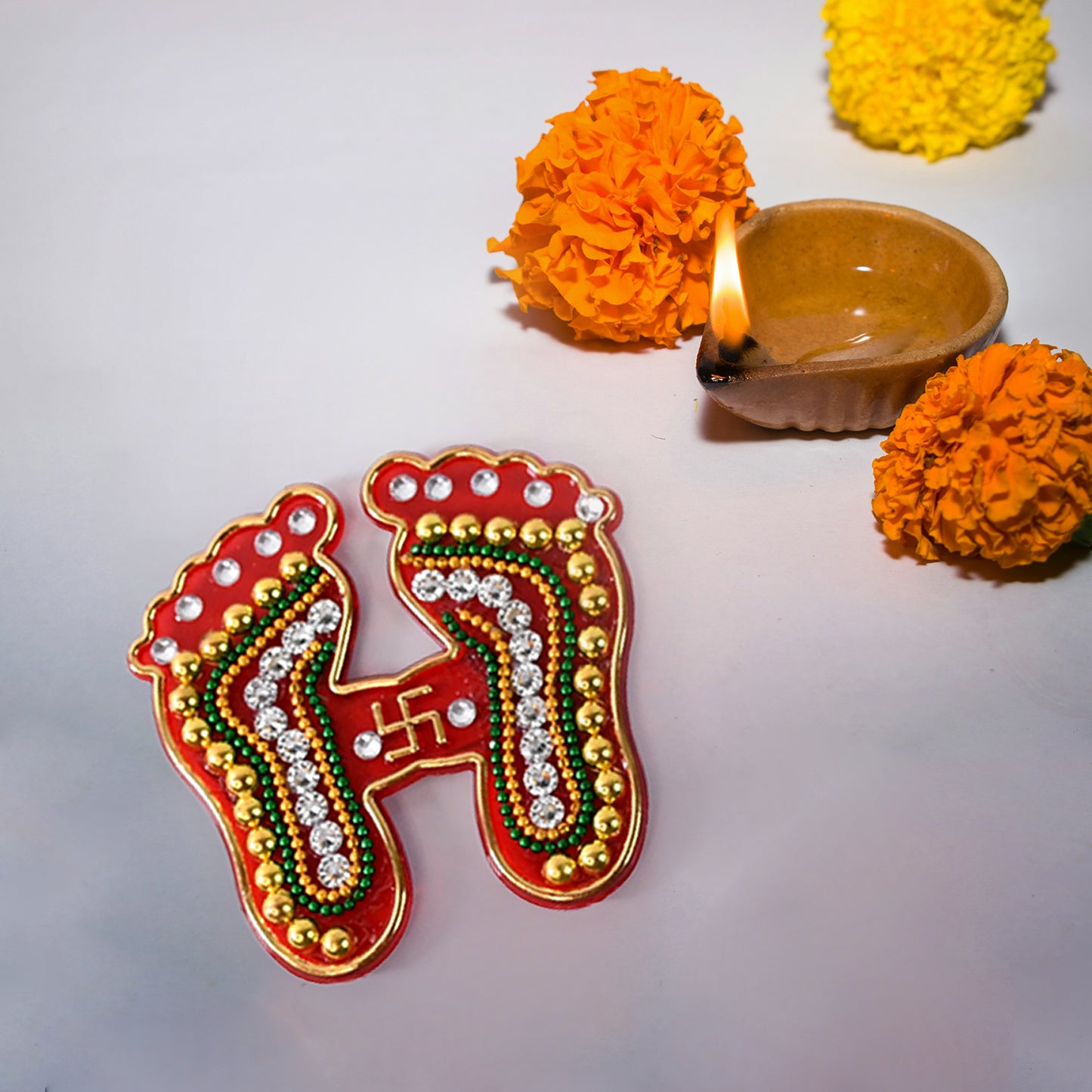 Decorative Laxmi Charan Paduka Sticker Set (Pack Of 2 Pc) - Happy Price - Image 3