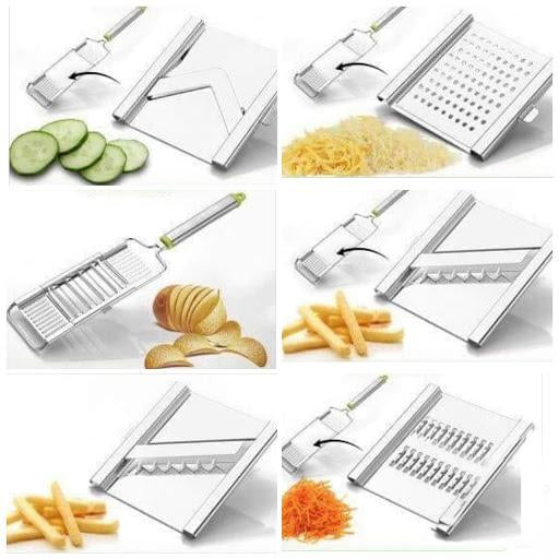 6 In 1 Stainless Steel Kitchen Chips Chopper Cutter Slicer And Grater With Handle - Happy Price - Image 3