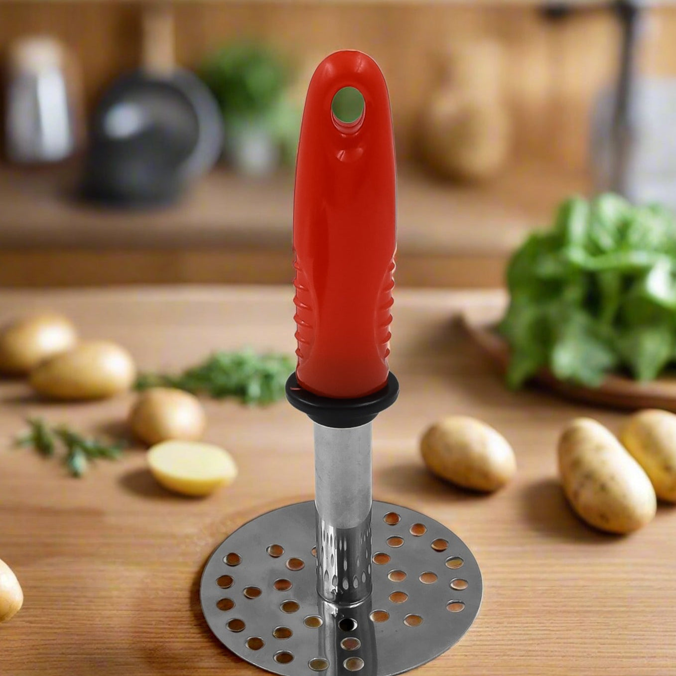 High Grade Stainless Steel Potato Masher Paubhaji  Pav Bhaji Masher With Plastic Handle (1 Pc) - Happy Price - Image 1