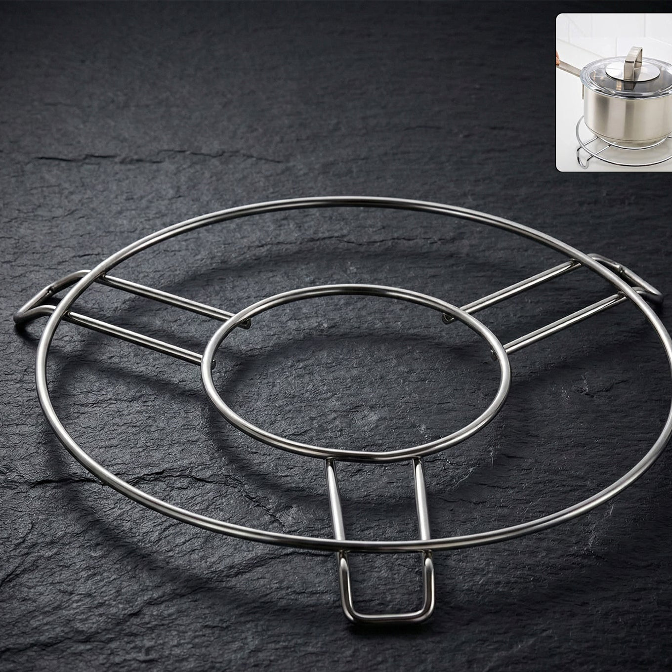 Stainless Steel Round Cooker Stand for Pots & Pressure Cookers - 1 Pc - Happy Price - Image 1